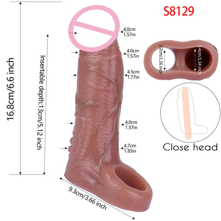 SXXY Close Head Realistic Penis Sleeve Sex Toys for Men Delay Ejaculation Dick Extender For Couples Sex Pleasure Sexshop