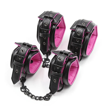 High Quality Adult SM Products BDSM Sex Collar Wrist Ankle Cuffs Adult Games Handcuffs Bondage Restraints Set Sex Toys