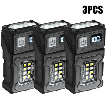 Mini USB Recharge LED Flashlight Tail Magnet COB Work Light Super Bright Portable Outdoor Emergency Torch Pocket Camping Lantern