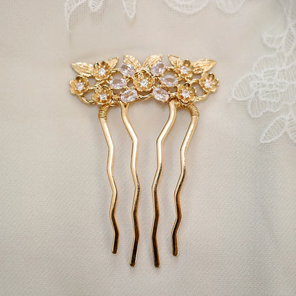 Metal Golden Leaf Flower Bridal Hair Comb Wedding Jewelry Headpiece Women Hair Accessories