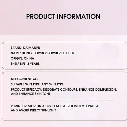 AimAnpu Monochrome Honey Powder Blusher High Gloss Natural Brightening Rouge Setting Cream