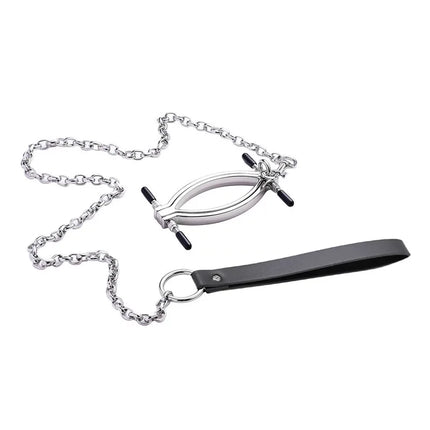 Labia Spreader Strap with Clamp Clip Onto Clitoris Spread Pussy Open Vagina Stimulator BDSM Bondage Nipple Sucker Sex Toys Slave