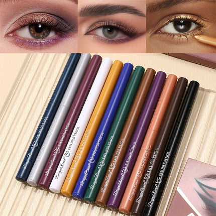 12pcs/box Black Gold Eyeliner Pencil Set Long-Lasting Waterproof Pigment Green Purple Eye Liner Pen Women Colorful Eye Cosmetics