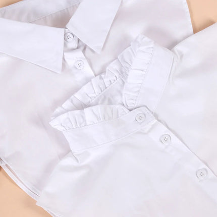 Women's Spring Fall Cotton White Vertical Small Lapel Versatile Shirt Jumper Fashion Fake Collars Clothing Accessories
