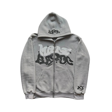 Fashion Retro Star and Letter Printed Zipper Hoodies Women & Men Y2K Spring Autumn Section Lazy Trendy All-match Cardigan Hooded