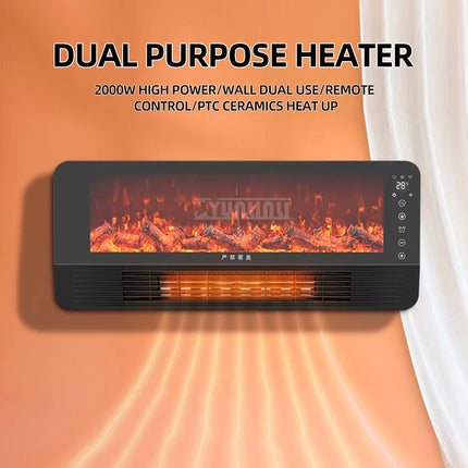Wall-Mounted Electric Fireplace Simulation Flame Heater Remote Control Household Heat Warm Fan Calentadores Electricos De Hogar