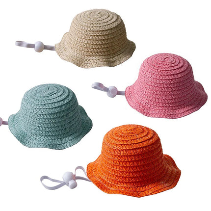 Cute Pet Straw Hat Mini Sun Hat for Cats Dogs Puppy Kitten Outdoor Sun Protection Cap Pet Cosplay Costume Accessories