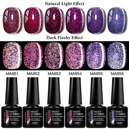 7ml Cat Reflective Magnetic Gel Nail Polish Purple Red Glitter Semi Permanent UV Gel Varnish Soak Off Nail Supplies Manicure DIY