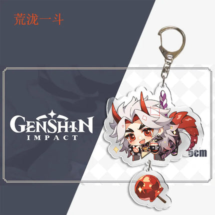 Genshin Impact Keychain Pendant ZhongLi Klee Raiden Shogun Xiao Wendi LingHua Car keyring Women Bag Charms Anime Game key chains