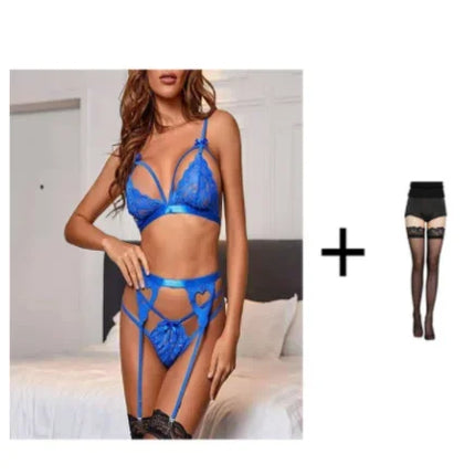 Erotic Lingerie Ladies Sexy Lingerie Exotic Clothing Sexy Hot Bra Panties Underwear Set Intimate Hollow Red Garter Underwear Set