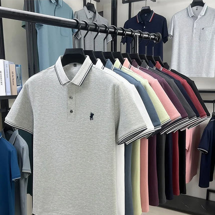 100% cotton summer new brand embroidered Paul high-quality POLO shirt high-end men's comfortable lightweight T-shirt short top