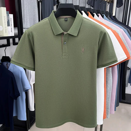 100% pure cotton men's short-sleeved polo shirt, hot-selling summer fashionable horse logo embroidery classic Paul casual T-shirt