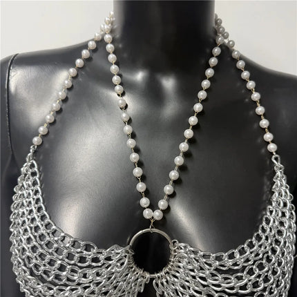 Summer Women Metal Chain Tank Top Sexy Hollow Out Backless Deep V Neck Halter Neck Crop Top Rave Party Nightclub Camisole New