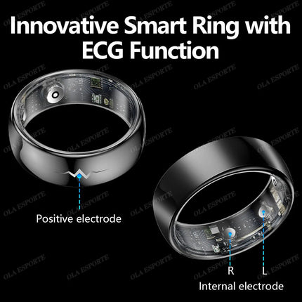 New ECG Monitor Smart Ring 2025 Heart Rate Blood Oxygen Health Monitoring Multi-sport Mode Temperature 3ATM Waterproof Smartring
