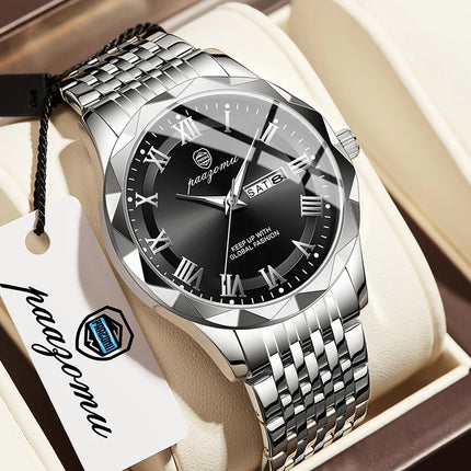 PAAZOMU 2025NEW Luxury Quartz Man Wristwatch Sport Men Watches Waterproof Luminous Date Stainless Steel Men's Watch