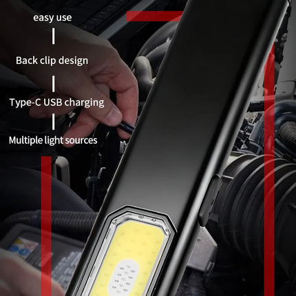 New Portable Aluminum alloy COB LED Flashlight with Magnetic Tail, USB Charging and Clip for Outdoor Work Light Hiking and campi