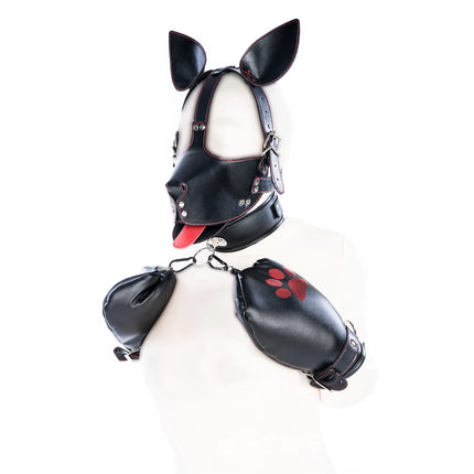 Leather Soft Padded Knee Elbow Pad Dog Paw Crawl Gloves Pup Hood Fetish BDSM Bondage Dog Slave Roleplay Sexy Costume Accessories