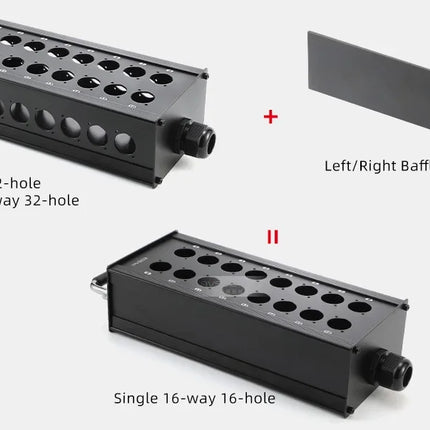 Multi-channel Al alloy Cable Blank Cable Box 16/24/32 Channels for Stage Mobile Audio XLR Male Female Audio Signal Cablebox hole