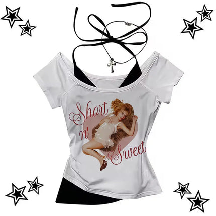 Sabrina Carpenter t-shirt girl korean clothes University graphic Gothic Trendy t-shirt Trendy Grunge Graphic Vintage Pop Culture