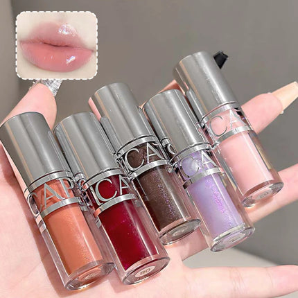 Cappuvini Peach Jelly Water Light Glass Gloss Lip Gloss Lasting Non-stick Waterproof Lip Plumping Moisturizing Lipgloss Makeup