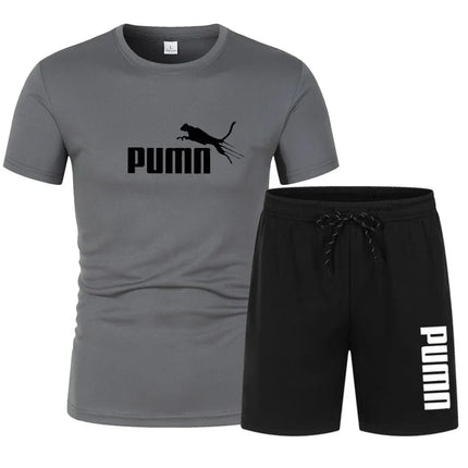 2026 Summer Fashion Trendy Casual Sports Two Piece Set Youth Men's Short sleeved T-shirt+Shorts Set sports suit
