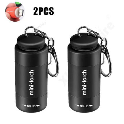 USB Rechargeable LED Multifunctional Strong Light Pocket Keychain Flashlight Waterproof Outdoor Hiking Camping Mini Flashlight