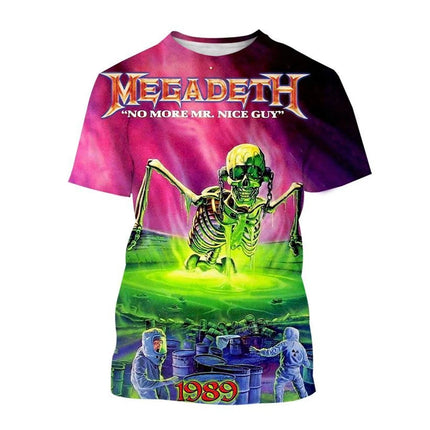 2024 Megadeth 3D Printed T-Shirts Fashion Rock Band Men's Casual T-shirt Summer Men Women Punk Funny Hip Pop Short Sleeve Kids
