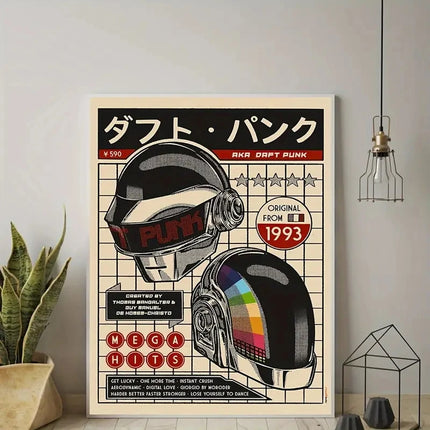 Daft Punk Retro Helmet Wall Art Prints Canvas Painting Poster Picture For Living Bedroom Dining Room Home Decor