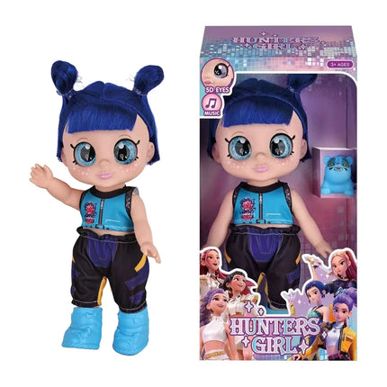Hot Demon Hunters Fashion Doll with Purple Braids Interactive Music Doll with 5D Eyes Pet Toy Perfect Play Set Gifts for Childs