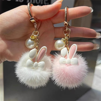Korean Dopamine Influencer Cute Bunny Tiktok Doll Bag Plush Keychain Pendant Hairball