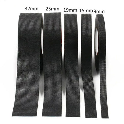 15 Meter Heat-resistant Flame Retardant Tape Adhesive Cloth Tape For Car Cable Harness Wiring Loom Protection Width 9/19/25MM