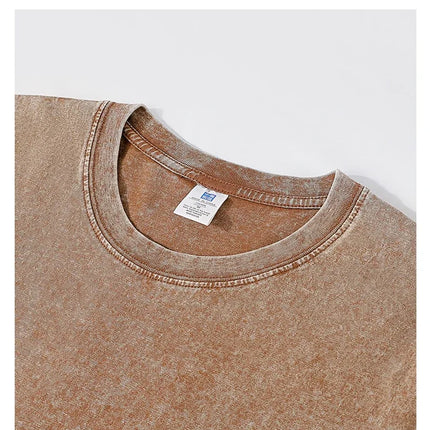 250gsm Men's Washed Vintage T-Shirts Street Hip Hop Retro Punk T Shirt Women Harajuku Casual Cotton Short Sleeve Acid Wash Tops