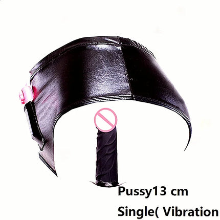 PU Leather Penis Panties Vibrating Silicone Dildos Anal Plug Lesbian Strapon Chastity Pants Underwear Masturbation Sex Toys