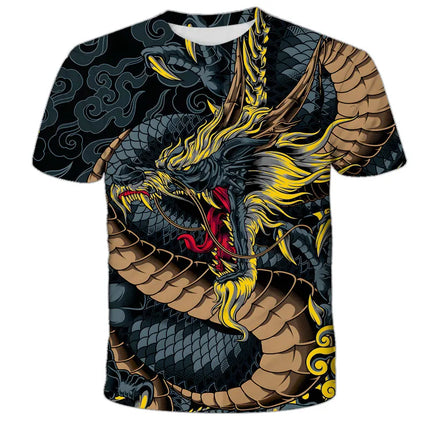 2024 Summer Children 3D Cartoon T-shirt for Boy Animal Printing Dinosaur Shark Boys T Shirt Girls Tops Tees Cartoon Kids Clothes
