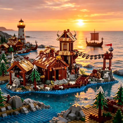 2026 Viking Village Building Block Set Assembly Model Kit Adult Nordic Architecture Series Holiday Gifts for Men and women