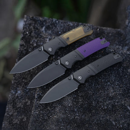 Shooziz XUN125, Folding Pocket Knife for Man,PVD/Satin 14C28N Steel for Outdoor Camping EDC Tool,Ultem/G10 Handle