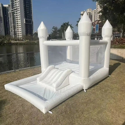 4m Inflatable Bounce House White Jumping Castle With Ball Pool Slide Children Birthday Party Decoration Gift Bouncy Castle