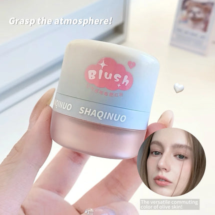 SHAQINUO 3 Color Airy Boom Blush Powder Lazy Air Blush Expanding Mushroom Head Blush Powder Even Skin Tone Blush