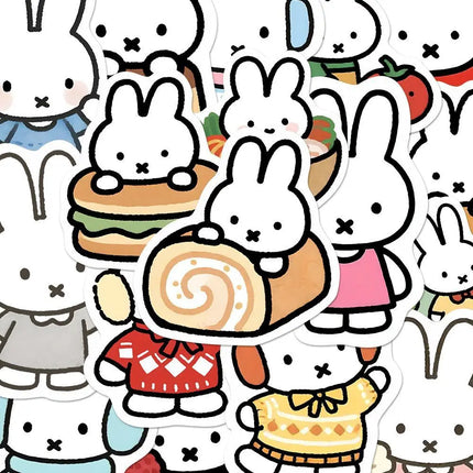 80PCS Kawaii Miffy Cute Sticker Decoration Card DIY Water Cup Phone Refrigerator Luggage Waterproof Stickers Gift Toy for Girl