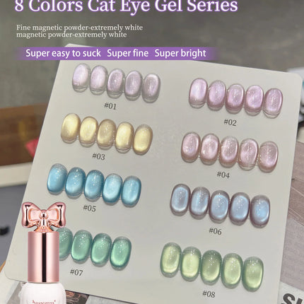 10ml Sweetheart Cat Magnetic Gel Nail Polish Soak Off UV/LED Nail Varnish Sparkling Glass Bead Cat Eye Gel Effect Nail Salon DIY
