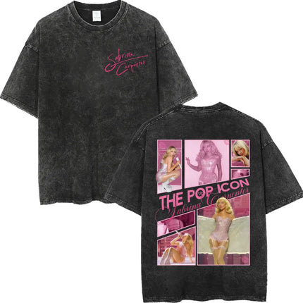 Retro Washed Sabrina Carpenter Merch T-shirt Y2k Fashion Aesthetic Short Sleeved Summer Men's Women's Casual Oversized T-shirt