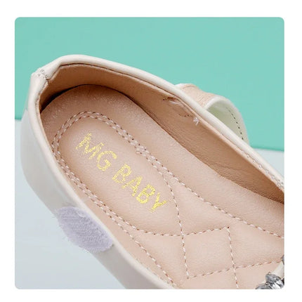 Baby Girls Leather Shoes for Party Wedding Kids Black Mary Janes with Rhinestone Buckle Princess Sweet Chic Children's Flats New