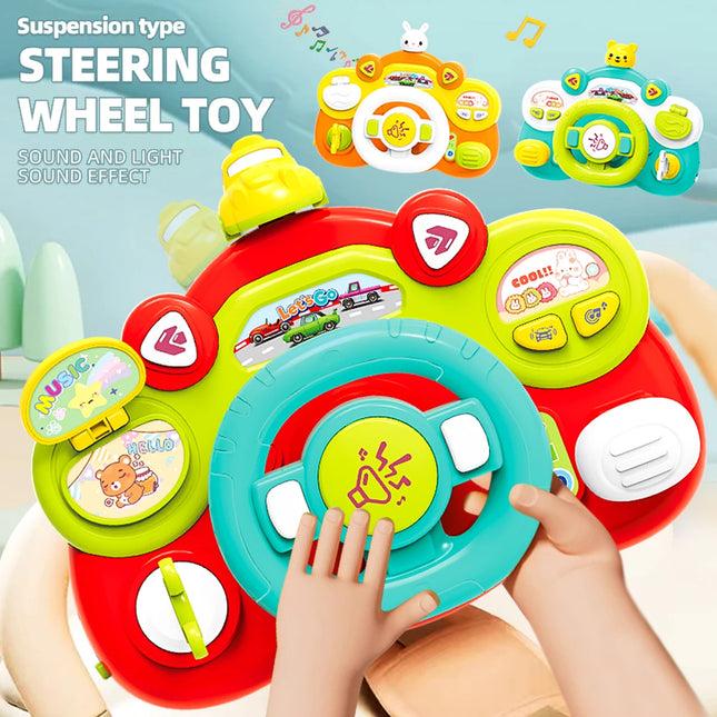 Music Steering Wheel Toys, Simulated Driving Steering Wheel Vocal Toy Multifunctional Learning Early Education Gifts for Kids