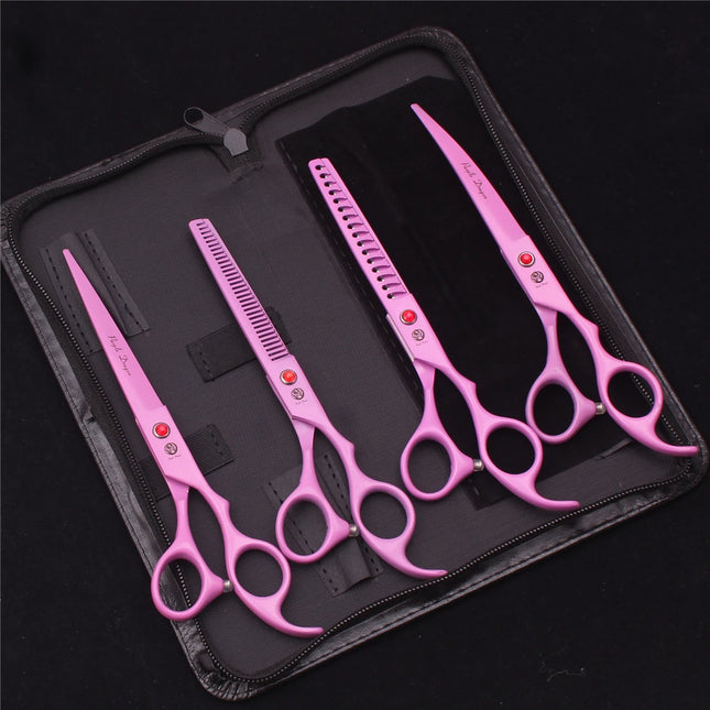Pet Grooming Scissors Purple Dragon Japan Stainless Pink Curved Scissors For Dogs Dog Thinning Scissors Pet Chunker Shears Z3003