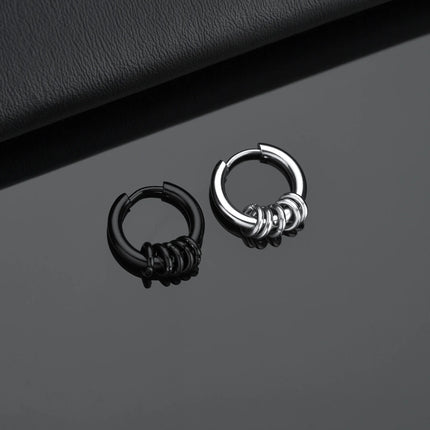 1 Pair Stainless Steel Hoop Earrings for Men Women Small Circle Metal Ball Anti-allergic Ear Buckle Rock Hip Hop Jewelry