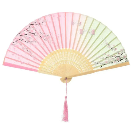 Retro Flower Pattern Home Decoration Elegent Bamboo Folding Fan Chinese Style Painting Handheld Fan Dance Performance Props