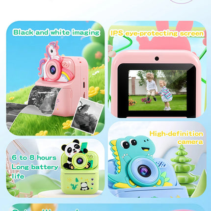 Children's Instant Camera Unicorn Cartoon Design High-Definition Dual Camera Thermal Instant Printing Can Take Photos and Videos Educational Toy Gift/Cartoon Unicorn Children's Digital Camera Thermal Instant Printing Instant