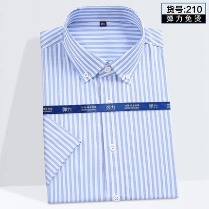 Summer New Young Men's Striped Short-Sleeved Shirt Non-Ironing Anti-Wrinkle Business Casual Fashion Breathable Trend Everything