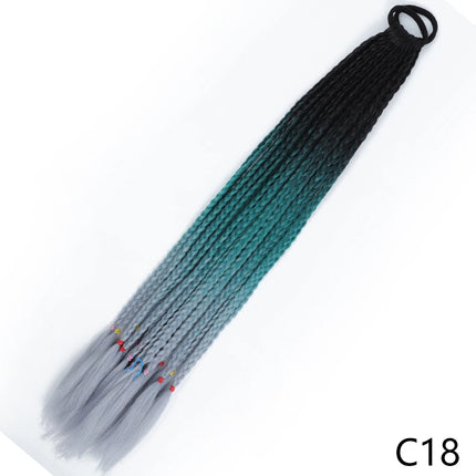 AZQUEEN Synthetic Gradient Color Dirty Braided Ponytail 60CM Elastic Rubber Band Braiding Pony Tail Hair Extensions For Girls