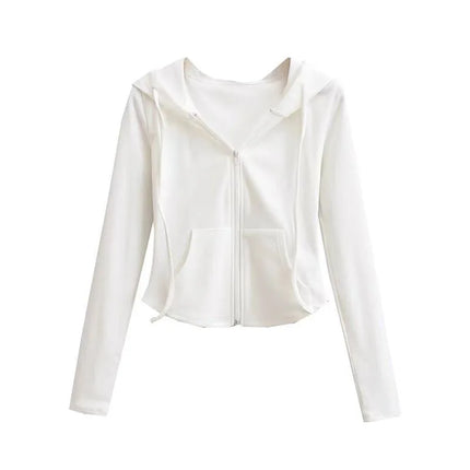 Pure Desire Aesthetic Hooded Sweatshirt Jacket Women's Spring Autumn Slimming Casual Long Sleeve Crop Top Trendy Cardigan